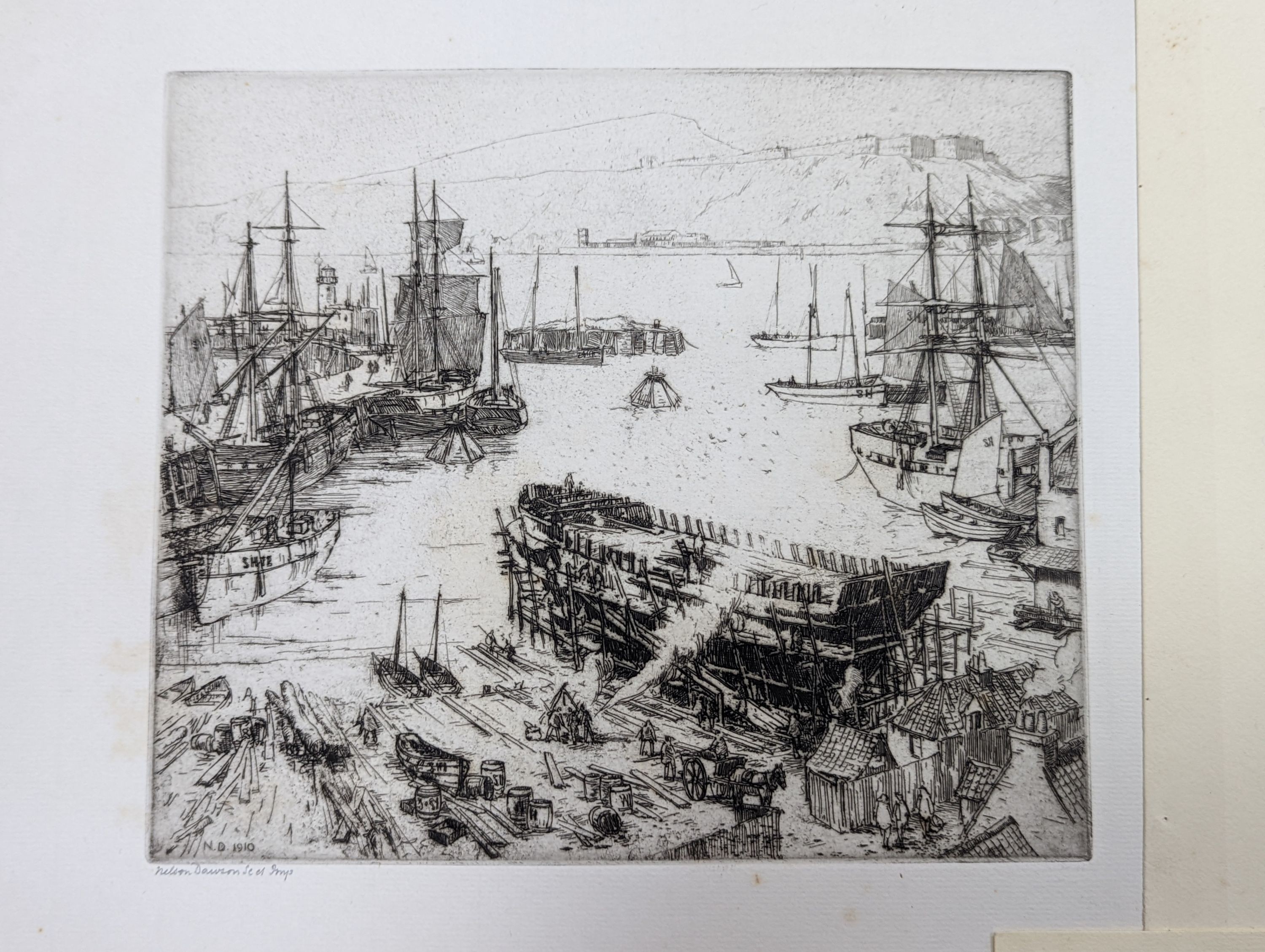 Nelson Dawson (1859-1941) eight unframed etchings